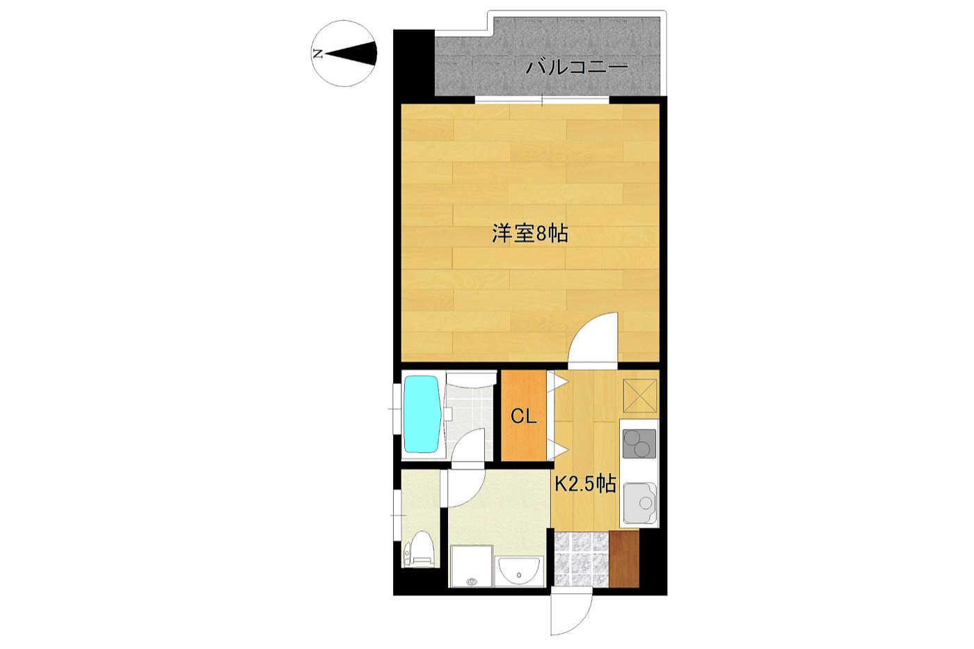 博多区 博多駅前4丁目の1K 間取り図