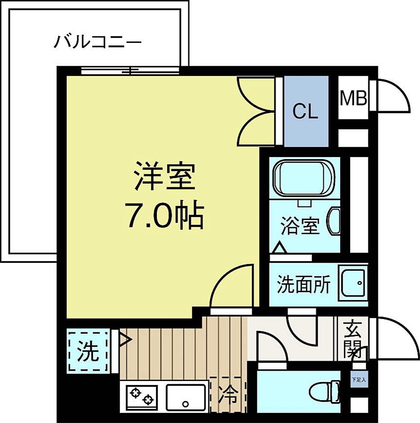 博多区 綱場町の1K 間取り図