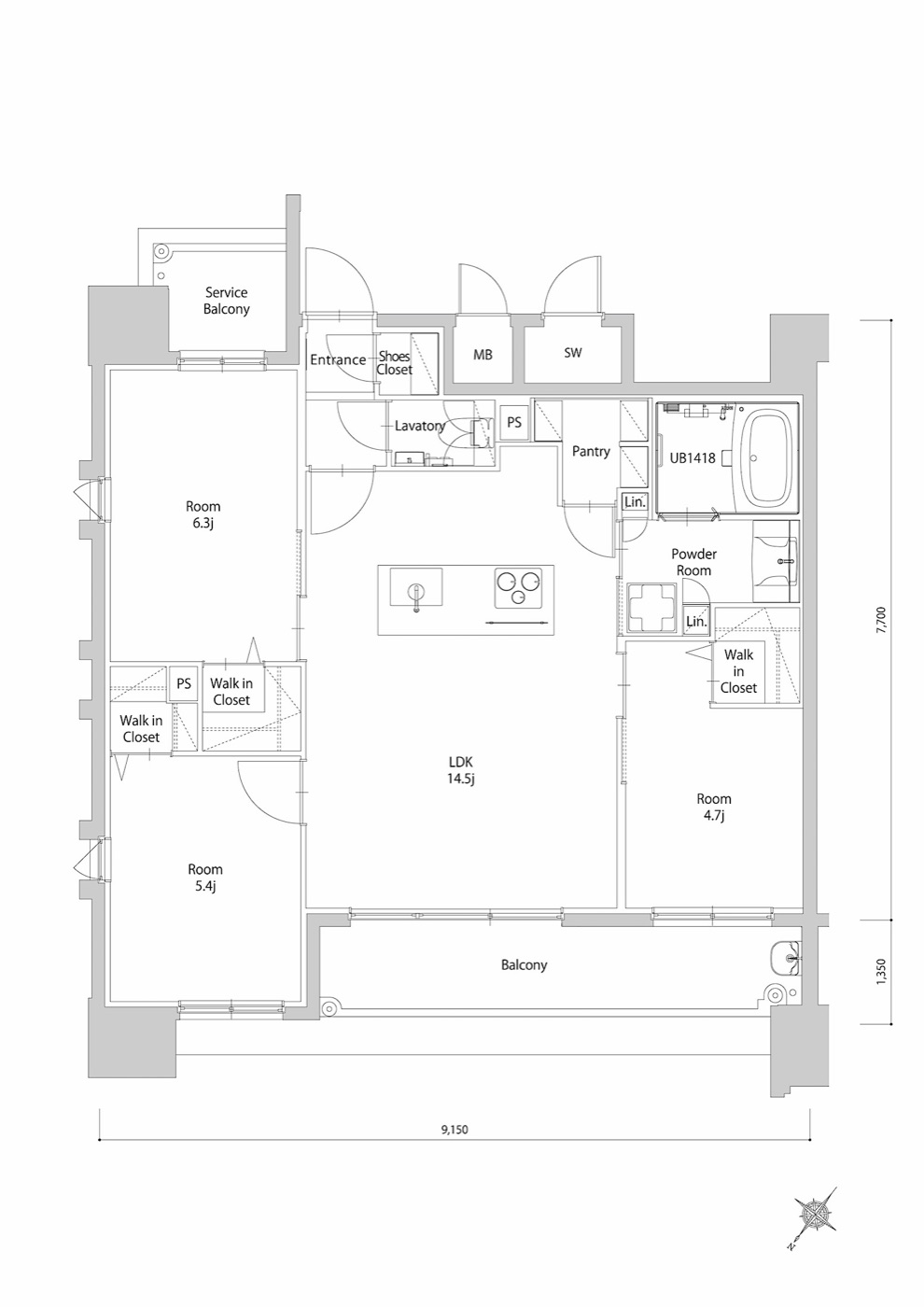 博多区 住吉2丁目の3LDK 間取り図