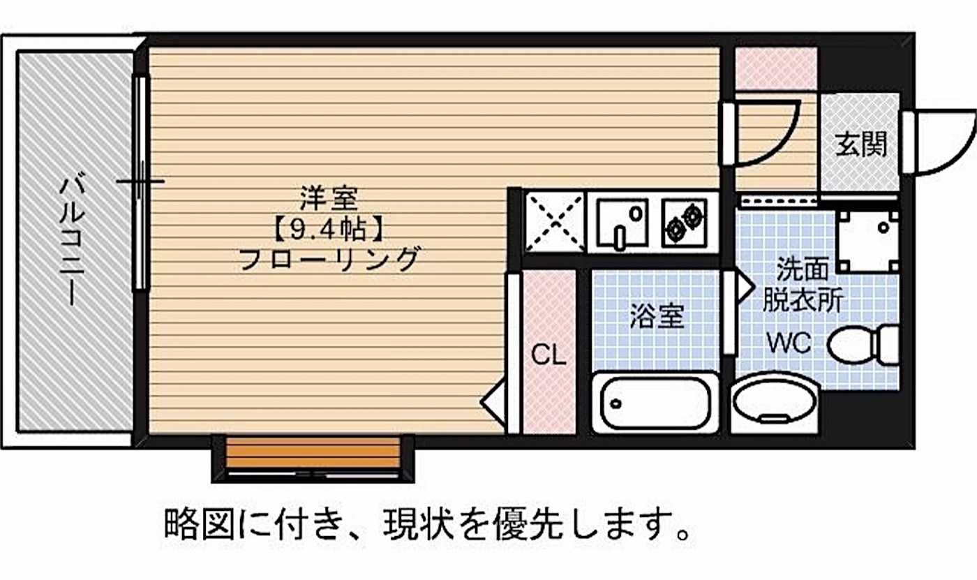 中央区 舞鶴3丁目のワンルーム 間取り図