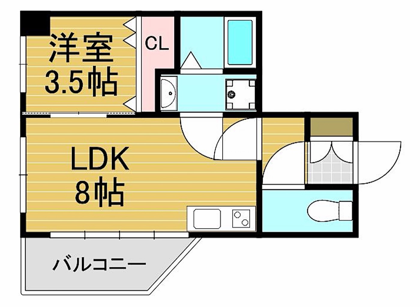 博多区 神屋町の1LDK 間取り図