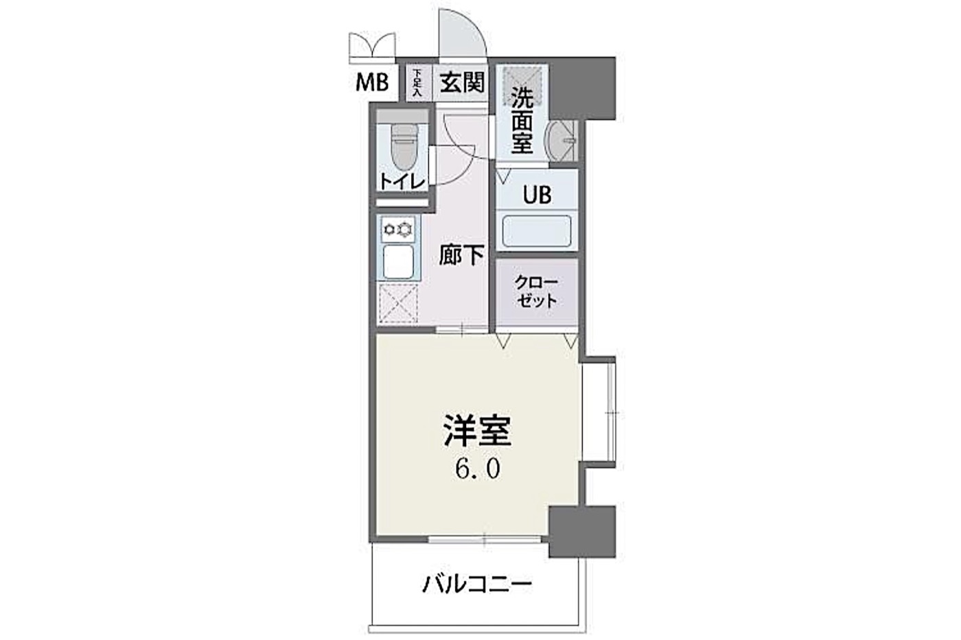 中央区 渡辺通5丁目の1K 間取り図