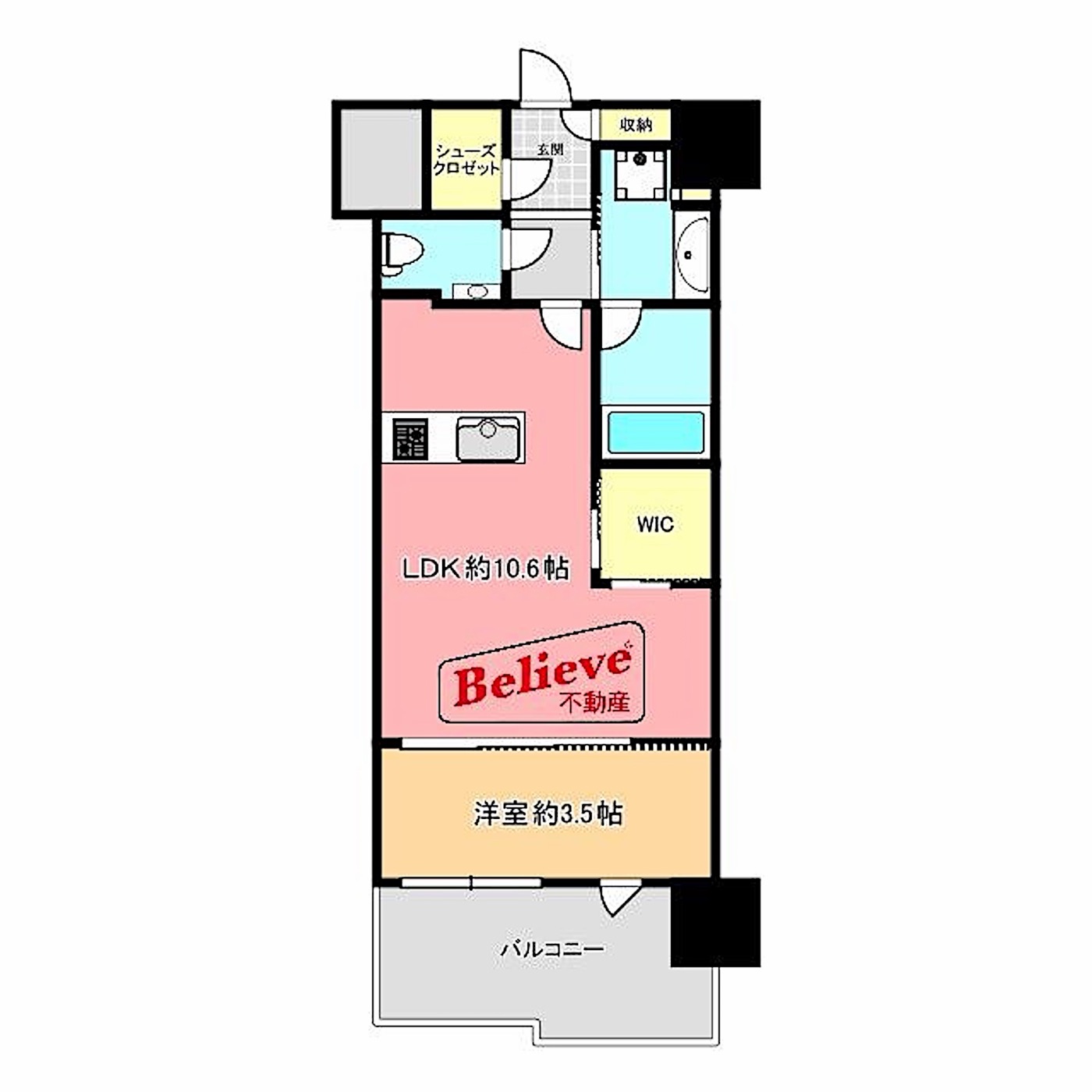 博多区 住吉2丁目の1LDK 間取り図