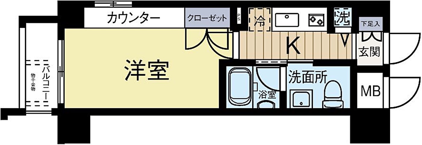 中央区 高砂2丁目の1K 間取り図
