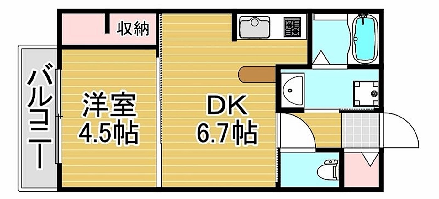 中央区 桜坂3丁目の1DK 間取り図