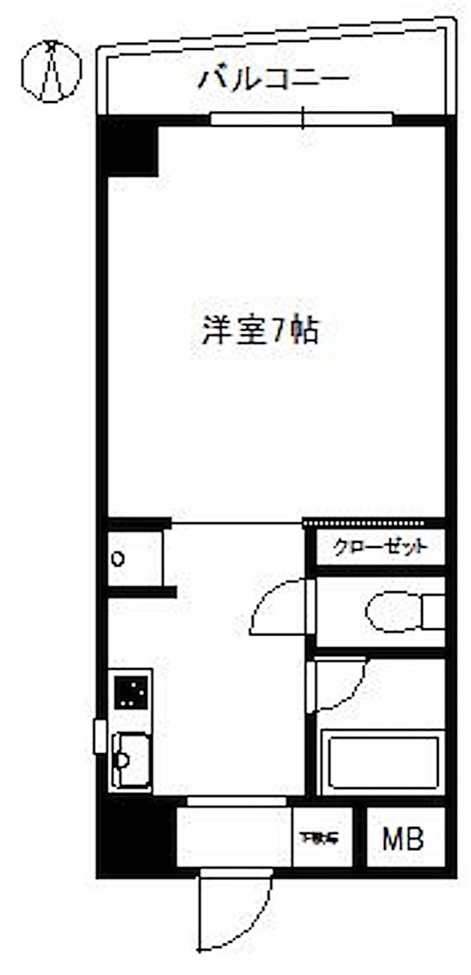 中央区 舞鶴3丁目の1K 間取り図