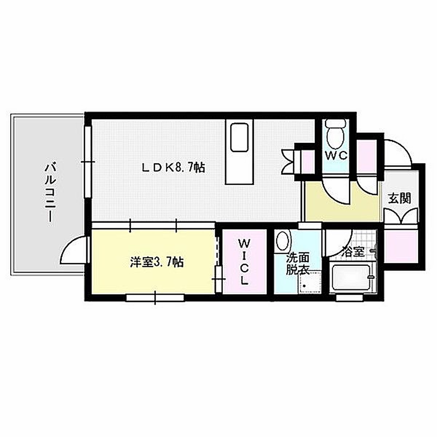 博多区 美野島2丁目の1LDK 間取り図