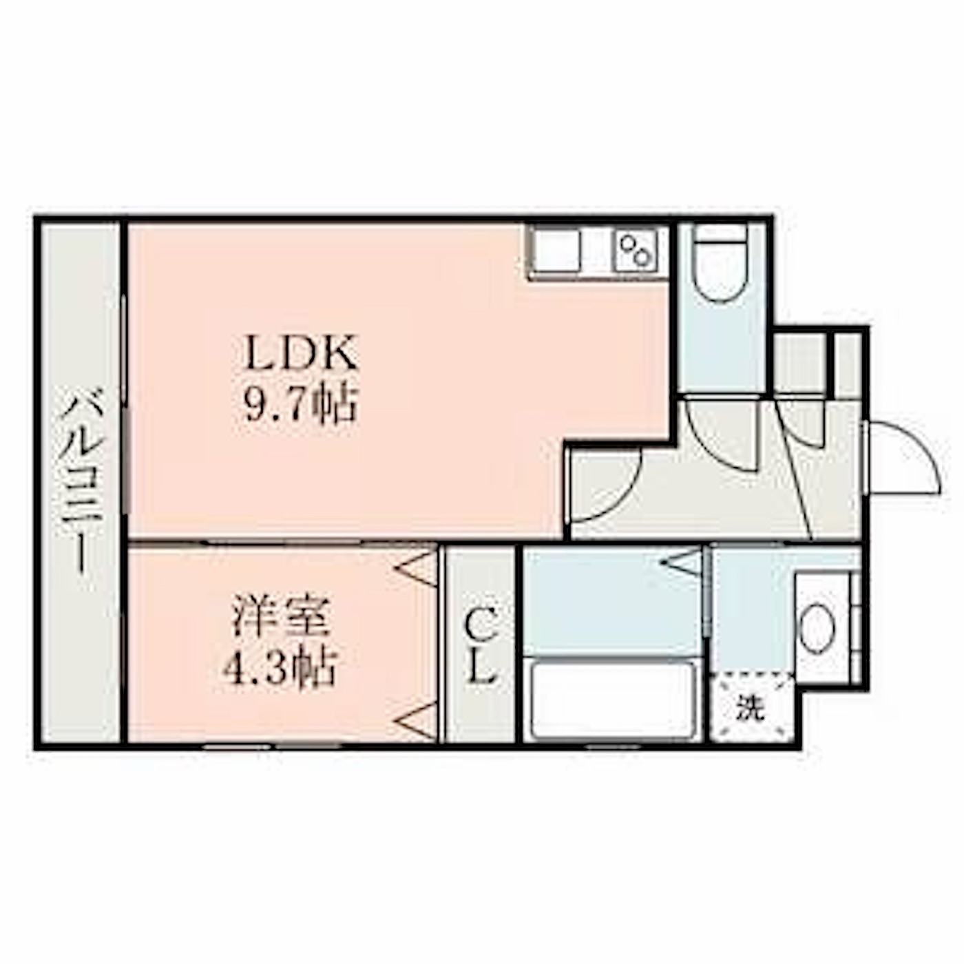 博多区 下呉服町の1LDK 間取り図