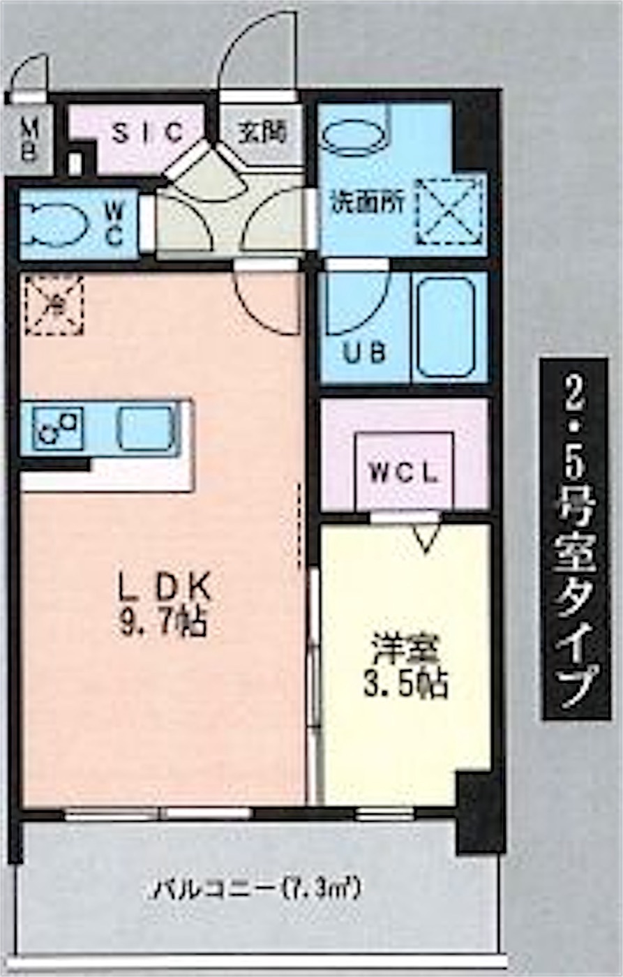 中央区 春吉2丁目の1LDK 間取り図