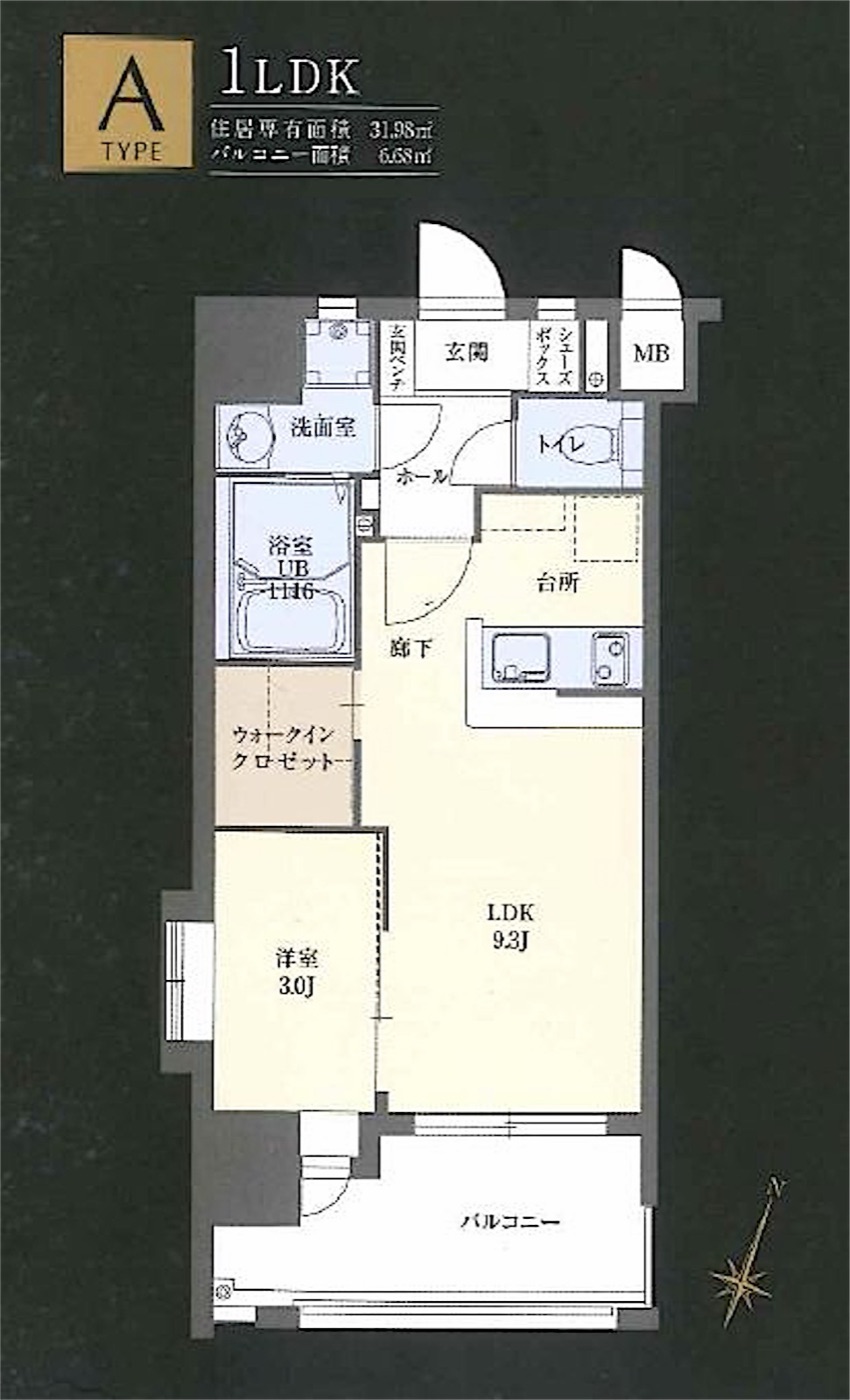 中央区 春吉1丁目の1LDK 間取り図