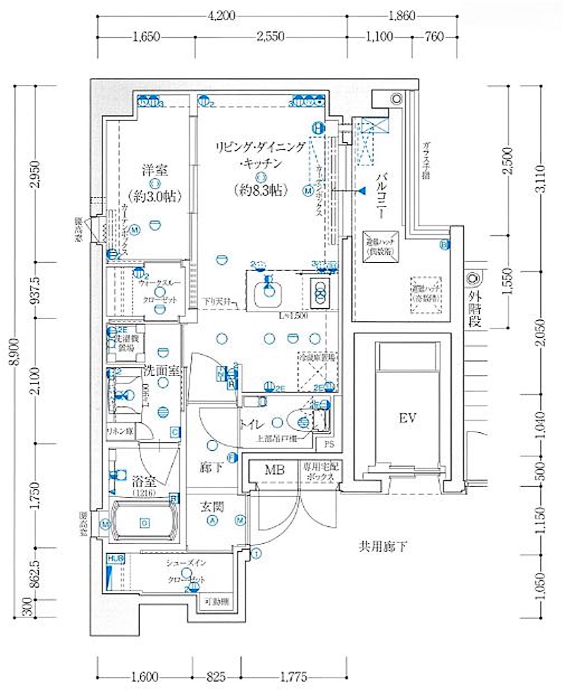 博多区 店屋町の1LDK 間取り図