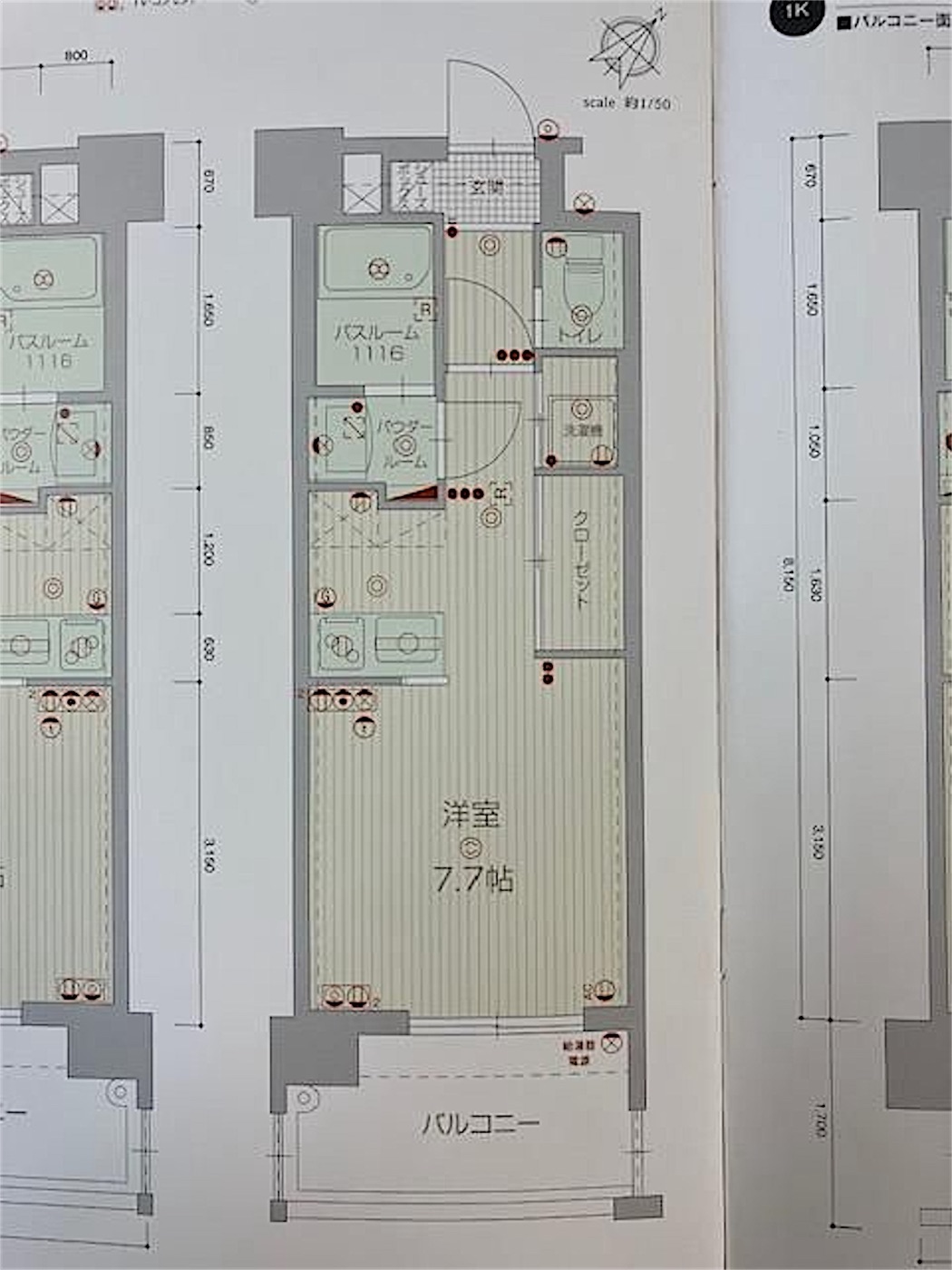 中央区 清川2丁目のワンルーム 間取り図