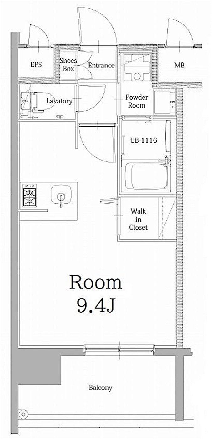 博多区 築港本町のワンルーム 間取り図