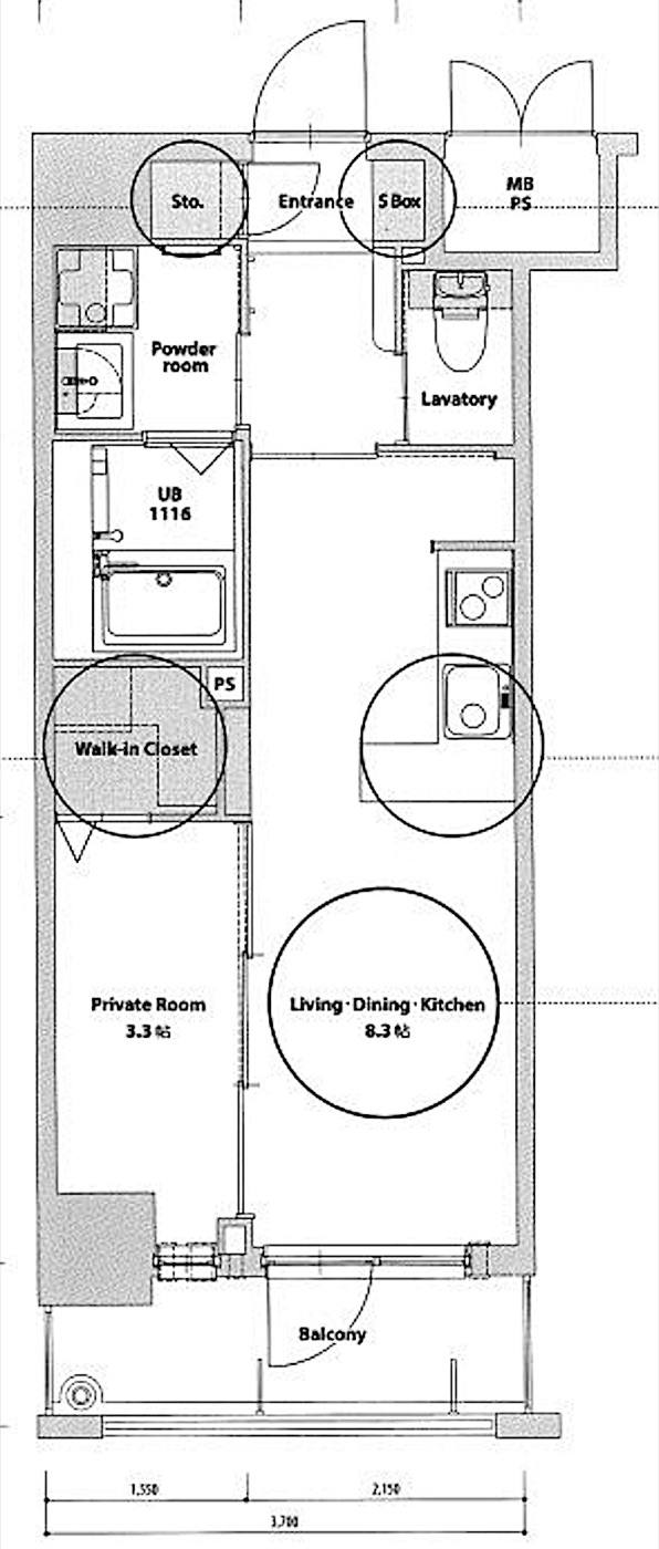 博多区 博多駅南1丁目の1LDK 間取り図
