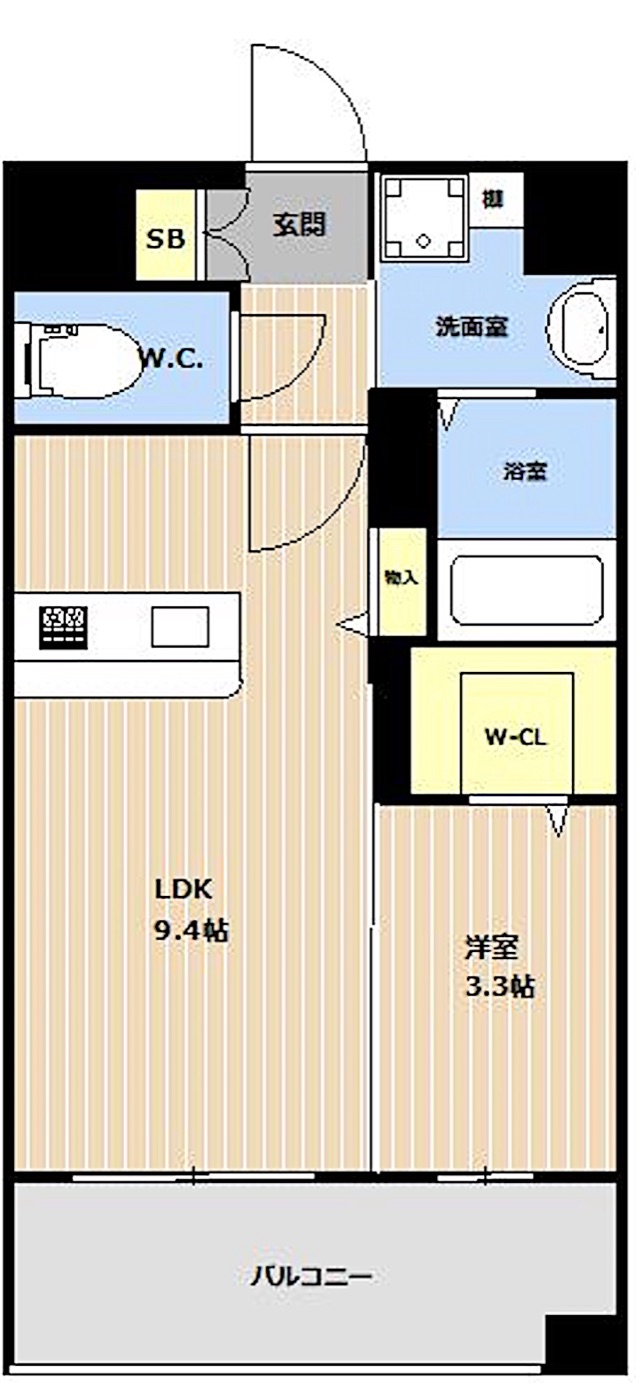 博多区 築港本町の1LDK 間取り図