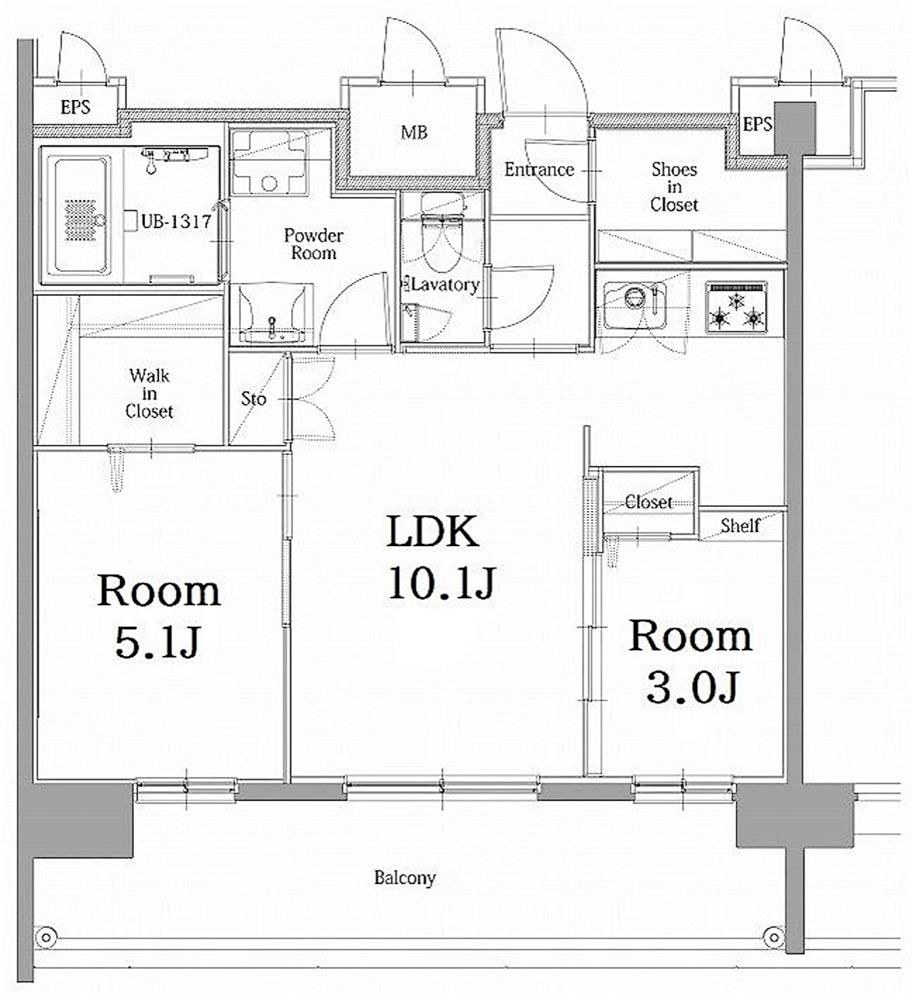 博多区 築港本町の2LDK 間取り図