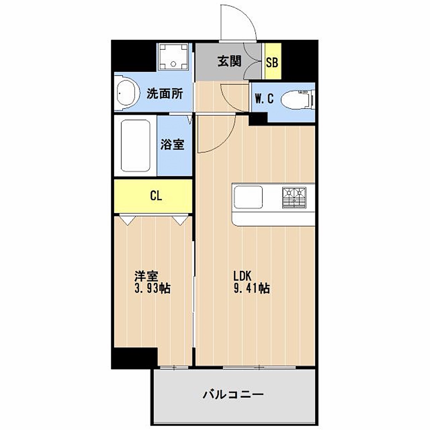 博多区 博多駅南3丁目の1LDK 間取り図