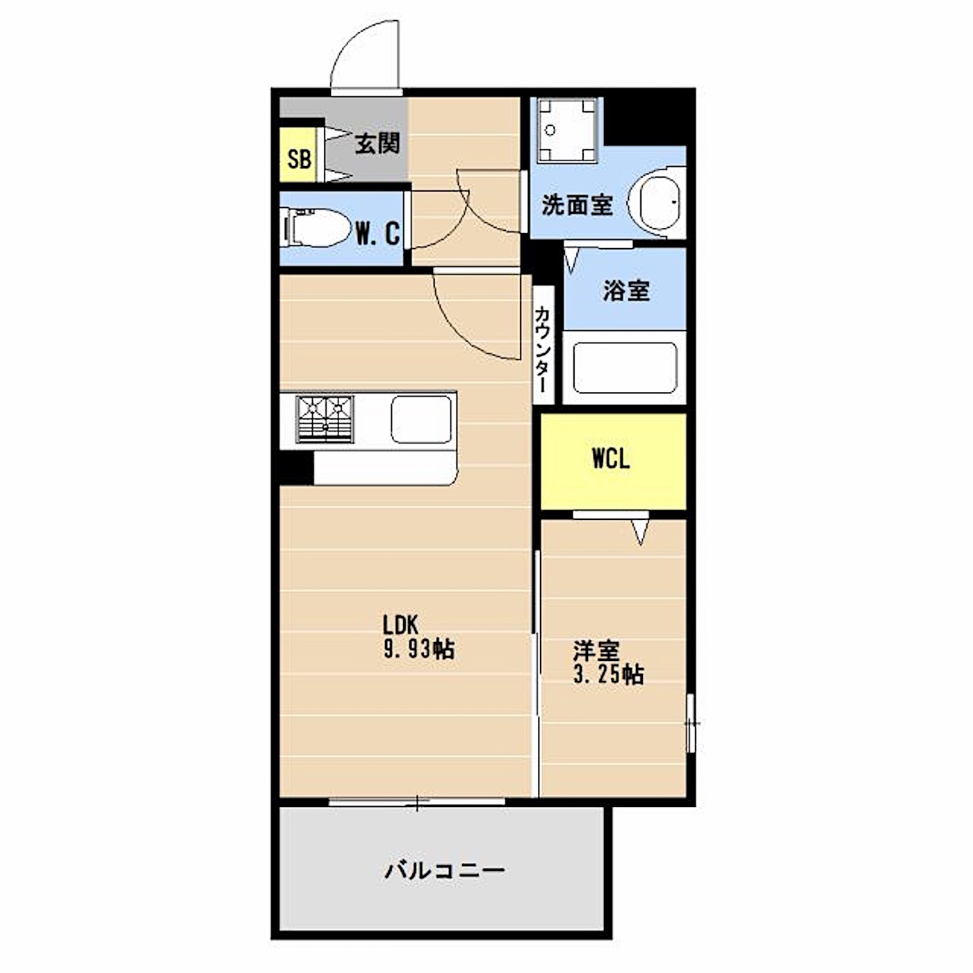 博多区 須崎町の1LDK 間取り図